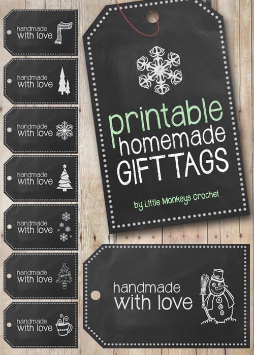 Handmade Chalkboard Christmas Gift Tags | Free Printable from Little Monkeys Crochet