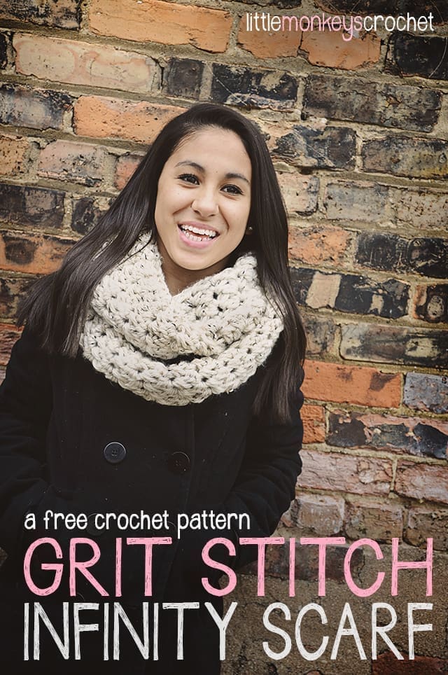 Grit Stitch Infinity Scarf | a free crochet pattern by Little Monkeys Crochet