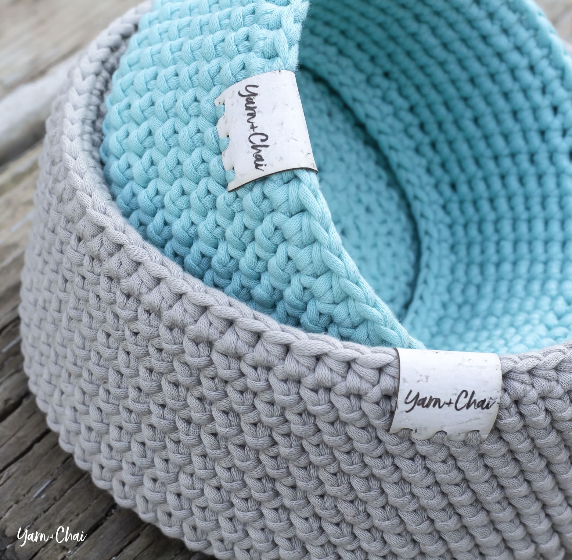 Herringbone Round Basket Set